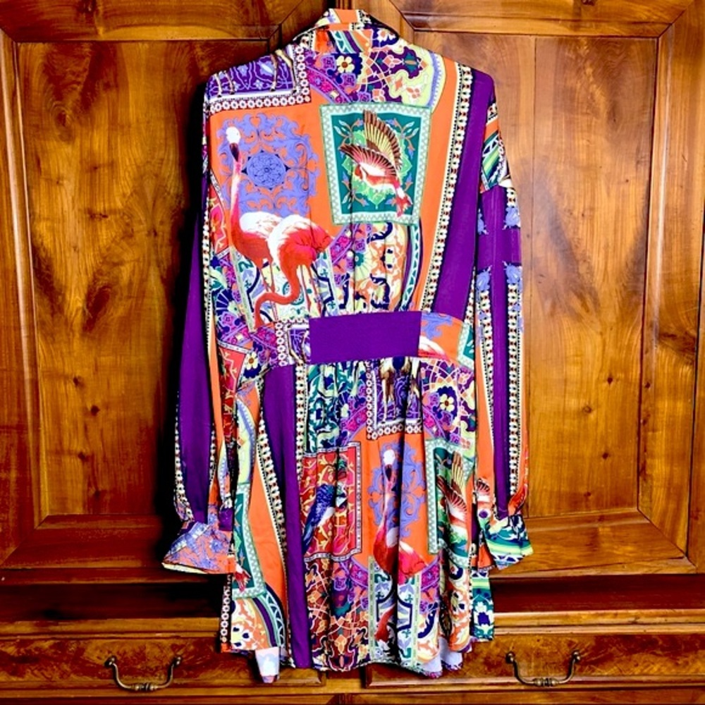 Fashion Nova Purple Multicolor Patchwork Midi Dress